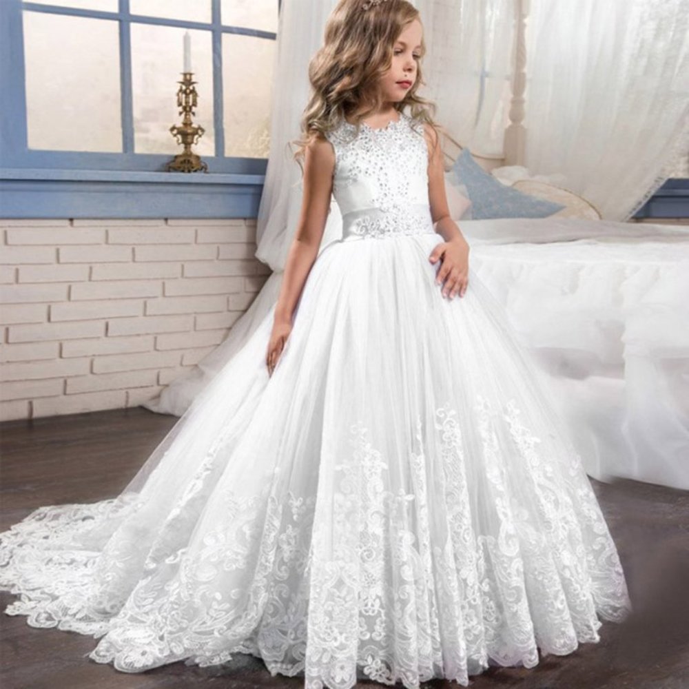 White Princess Dress first communion flowe…